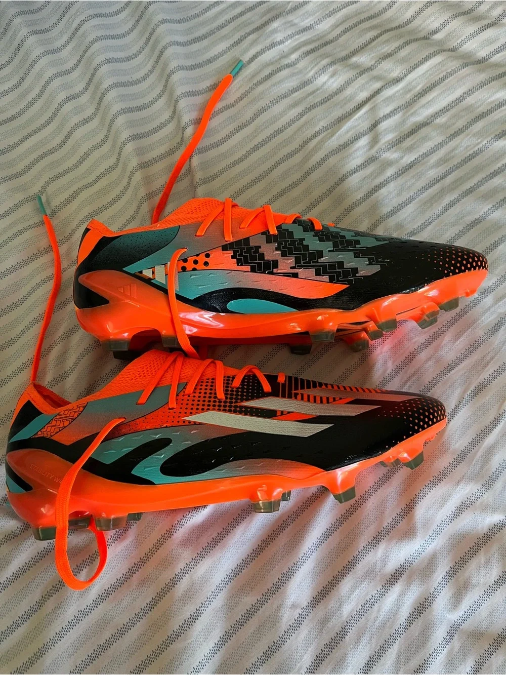 Adidas Men's X Speedportal Messi.1 FG in Bright Orange, Black, White & Teal